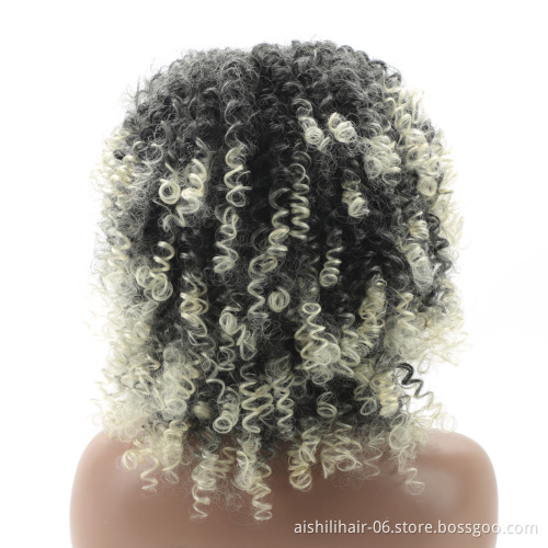 wholesale afro kinky curly wig ombre 613 color synthetic hair wigs for black women